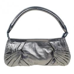 مملوكة مسبقًا Burberry Silver Metallic Calfskin Mini Sling Bag