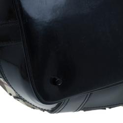 Pre Owned Burberry Black Nova Check Leather Warrior Armor Hobo