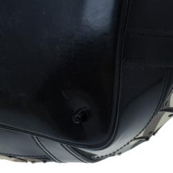 Pre Owned Burberry Black Nova Check Leather Warrior Armor Hobo