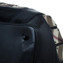 Pre Owned Burberry Black Nova Check Leather Warrior Armor Hobo