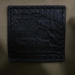 Pre Owned Burberry Black Nova Check Leather Warrior Armor Hobo