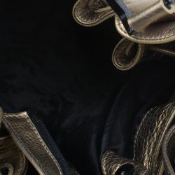 Pre Owned Burberry Gold Leather Prorsum Studded Warrior Bag