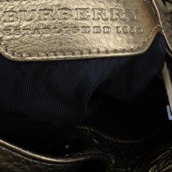 Pre Owned Burberry Gold Leather Prorsum Studded Warrior Bag