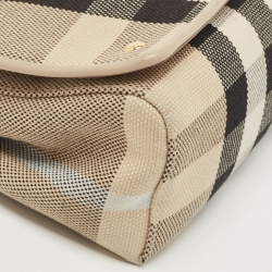 Pre Owned Burberry Beige/Cream Check Canvas and Leather Hackberry Crossbody Bag