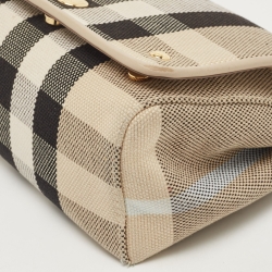 Pre Owned Burberry Beige/Cream Check Canvas and Leather Hackberry Crossbody Bag