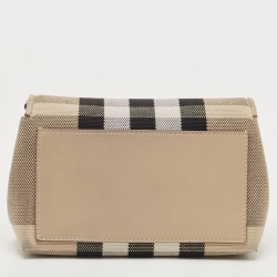 Pre Owned Burberry Beige/Cream Check Canvas and Leather Hackberry Crossbody Bag