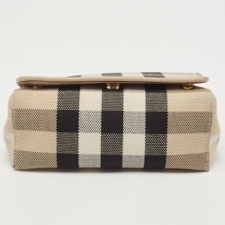 Pre Owned Burberry Beige/Cream Check Canvas and Leather Hackberry Crossbody Bag