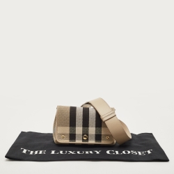 Pre Owned Burberry Beige/Cream Check Canvas and Leather Hackberry Crossbody Bag