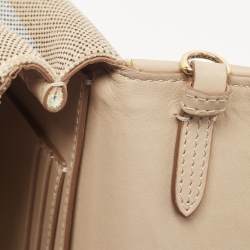 Pre Owned Burberry Beige/Cream Check Canvas and Leather Hackberry Crossbody Bag