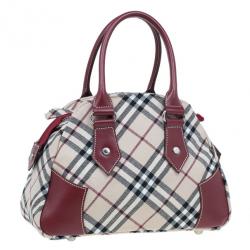 Pre Owned Burberry Red Canvas Nova Check Dome Bag