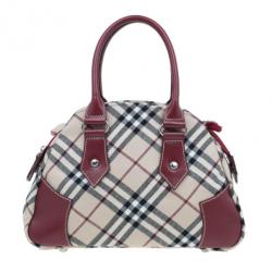 Pre Owned Burberry Red Canvas Nova Check Dome Bag
