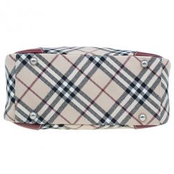Pre Owned Burberry Red Canvas Nova Check Dome Bag