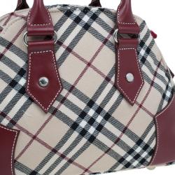 Pre Owned Burberry Red Canvas Nova Check Dome Bag