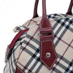 Pre Owned Burberry Red Canvas Nova Check Dome Bag
