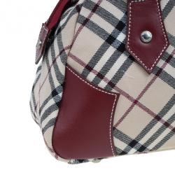 Pre Owned Burberry Red Canvas Nova Check Dome Bag