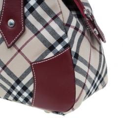 Pre Owned Burberry Red Canvas Nova Check Dome Bag