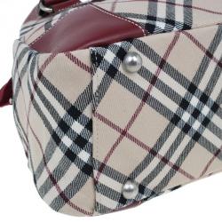 Pre Owned Burberry Red Canvas Nova Check Dome Bag