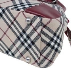 Pre Owned Burberry Red Canvas Nova Check Dome Bag