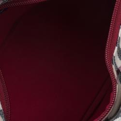 Pre Owned Burberry Red Canvas Nova Check Dome Bag