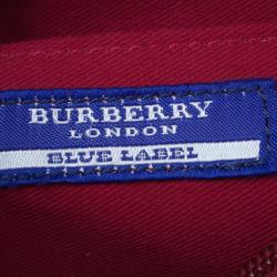 Pre Owned Burberry Red Canvas Nova Check Dome Bag