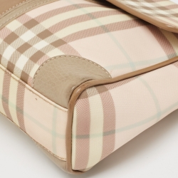 مملوكة مسبقًا حقيبة بربري شيستر PVC هاوس تشيك بني/وردي