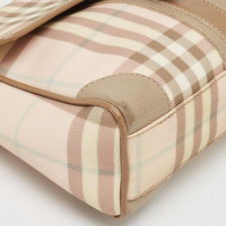 مملوكة مسبقًا حقيبة بربري شيستر PVC هاوس تشيك بني/وردي