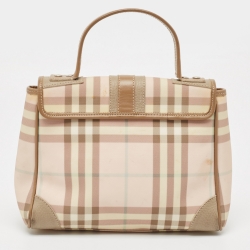 مملوكة مسبقًا حقيبة بربري شيستر PVC هاوس تشيك بني/وردي