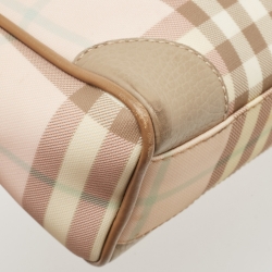مملوكة مسبقًا حقيبة بربري شيستر PVC هاوس تشيك بني/وردي