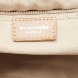 مملوكة مسبقًا حقيبة بربري شيستر PVC هاوس تشيك بني/وردي