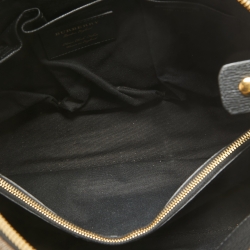 Pre Owned Burberry Black/Beige House Check Fabric and Leather Mason Diaper Tote