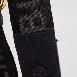 Pre Owned Burberry Black/Beige Leather and House Check Fabric Note Shoulder Bag