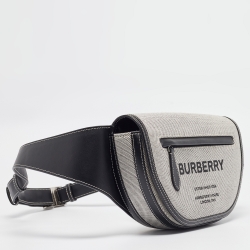 Burberry Grey/Black Canvas and Leather Small Olympia Bumbag