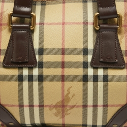 Burberry Dark Brown/Beige Haymarket Coated Canvas and Leather Chester Bowling Bag