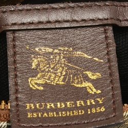 Burberry Dark Brown/Beige Haymarket Coated Canvas and Leather Chester Bowling Bag