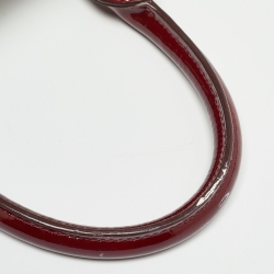 Pre Owned Burberry Beige/Red Nova Check PVC and Patent Leather Chester Boston Bag