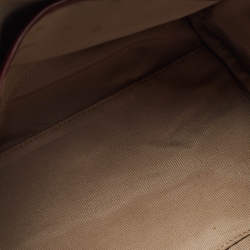 Pre Owned Burberry Beige/Red Nova Check PVC and Patent Leather Chester Boston Bag