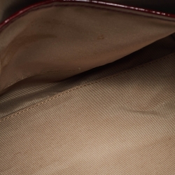 Pre Owned Burberry Beige/Red Nova Check PVC and Patent Leather Chester Boston Bag