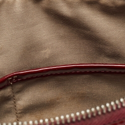 Pre Owned Burberry Beige/Red Nova Check PVC and Patent Leather Chester Boston Bag