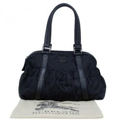 Pre Owned حقيبة يد بربري شيك نايلون أسود