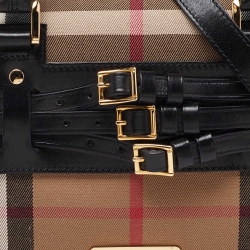 Pre Owned حقيبة بربري بولينغ ريدل شيستر قماش كاروهات هاوس سوداء