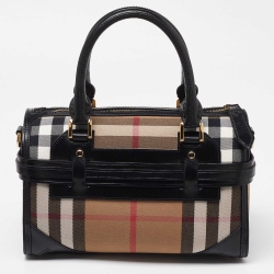 Pre Owned حقيبة بربري بولينغ ريدل شيستر قماش كاروهات هاوس سوداء