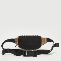 Pre Owned Burberry Beige House Check Canvas Belt Bag