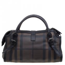Burberry Black Smoked Check PVC Chain Lock Bowling Bag
