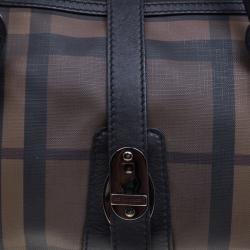 Burberry Black Smoked Check PVC Chain Lock Bowling Bag