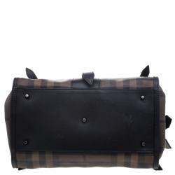 Burberry Black Smoked Check PVC Chain Lock Bowling Bag