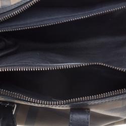 Burberry Black Smoked Check PVC Chain Lock Bowling Bag