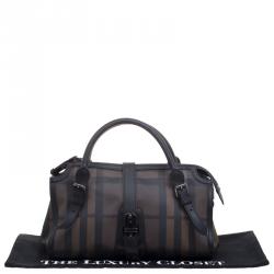 Burberry Black Smoked Check PVC Chain Lock Bowling Bag