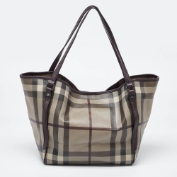Burberry Smoked Check Coated Canvas and Leather Small Canterbury Tote