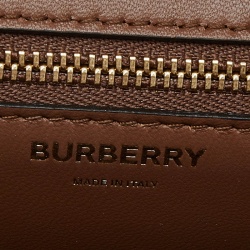 Pre Owned Burberry Beige/Brown Canvas and Leather Small TB Shoulder Bag