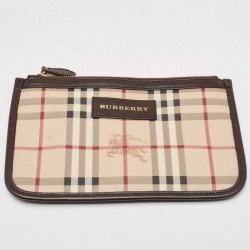 Pre Owned Burberry Beige/Brown Haymarket Check Coated Canvas and Leather Small Canterbury Tote
